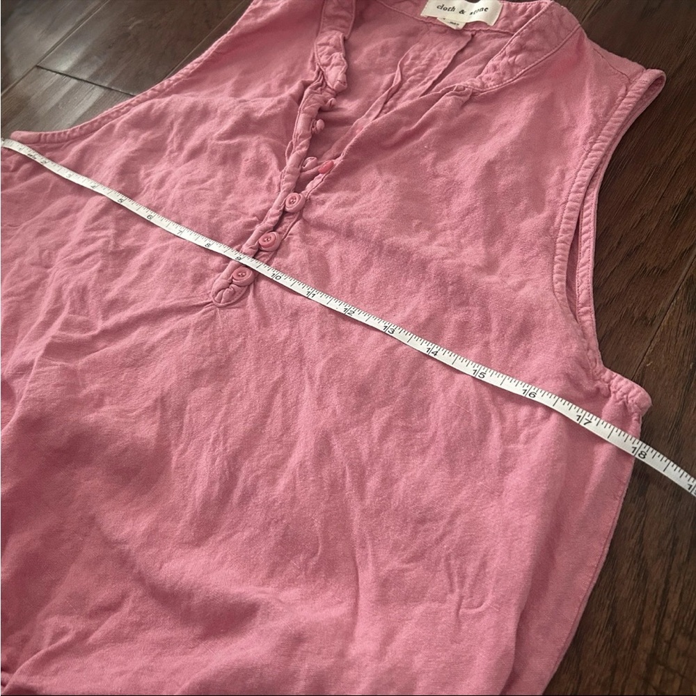Cloth & Stone Half Placket Linen Blend Tank Top Vintage Berry Pink Small - Picture 4 of 8